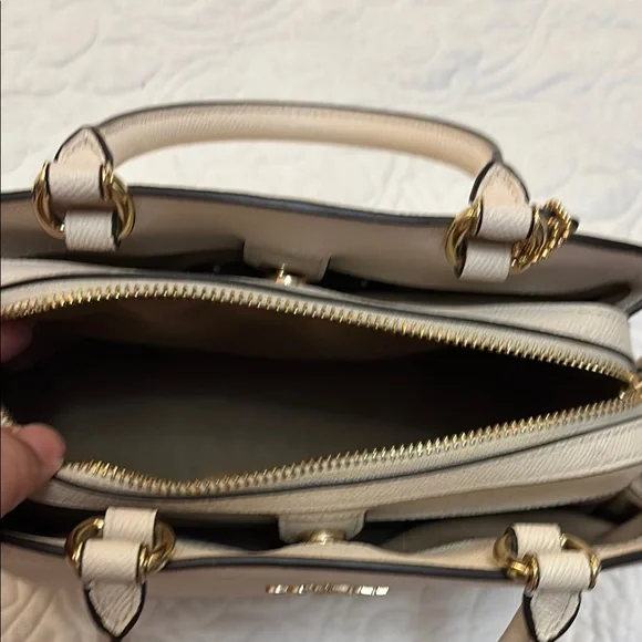 Coach Ivory Leather Satchel with Gold Accents - Picture 6 of 9